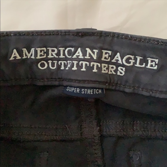American eagle stretch jeans skinny, size 2, charcoal black color, zipper detail - Picture 4 of 6
